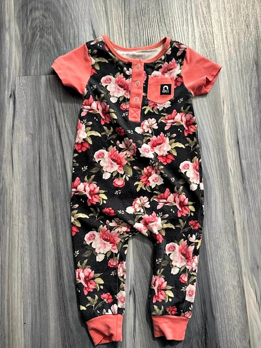 RAGS Short Sleeve Rag Romper - Floral Romper Size 3-6M